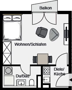 Wohnung zur Miete 509 € 1 Zimmer 28,4 m²<br/>Wohnfläche 2.<br/>Geschoss 01.01.2025<br/>Verfügbarkeit Mönchstraße 27 Am Pragfriedhof Stuttgart-Feuerbach 70191