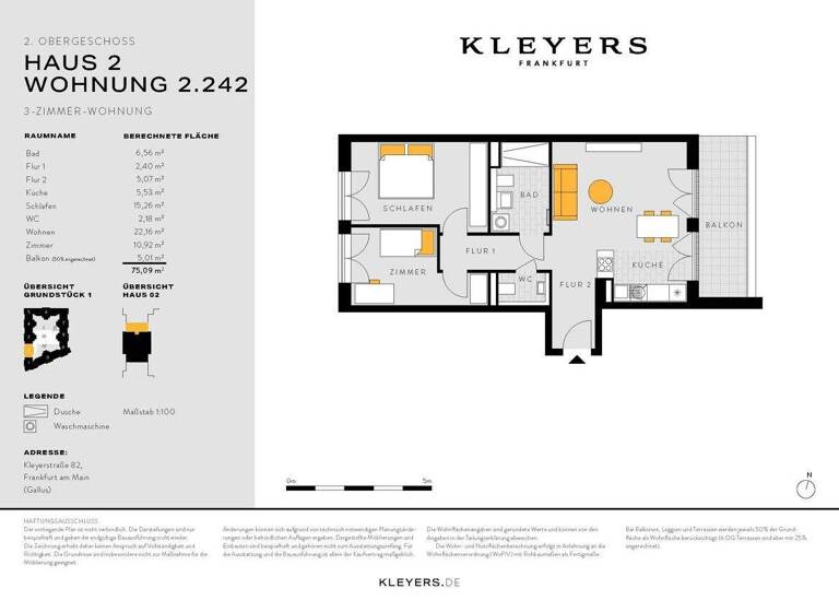 Wohnung zum Kauf - Erstbezug 569.900 € 3 Zimmer 75,1 m² Gallus Frankfurt am Main 60326