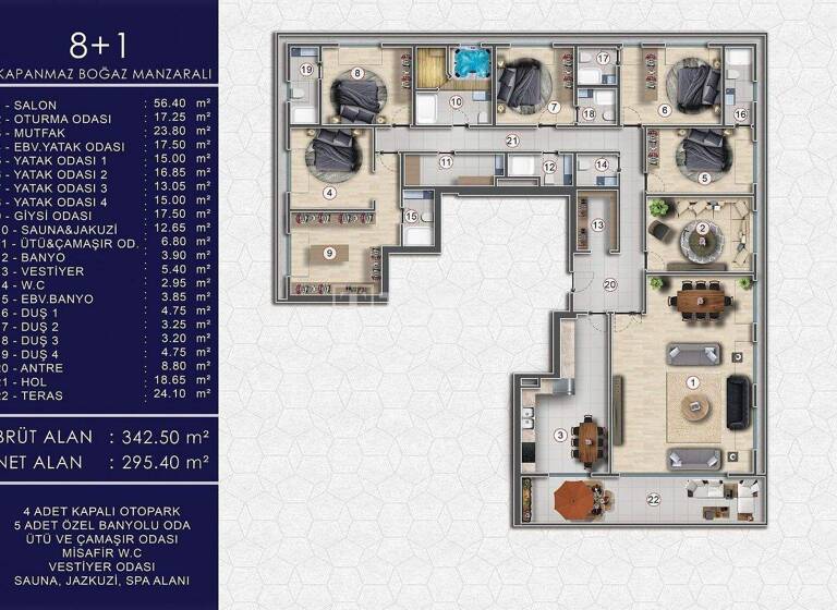 Penthouse zum Kauf 4.775.000 € 7 Zimmer 342 m² EG Istanbul 34668