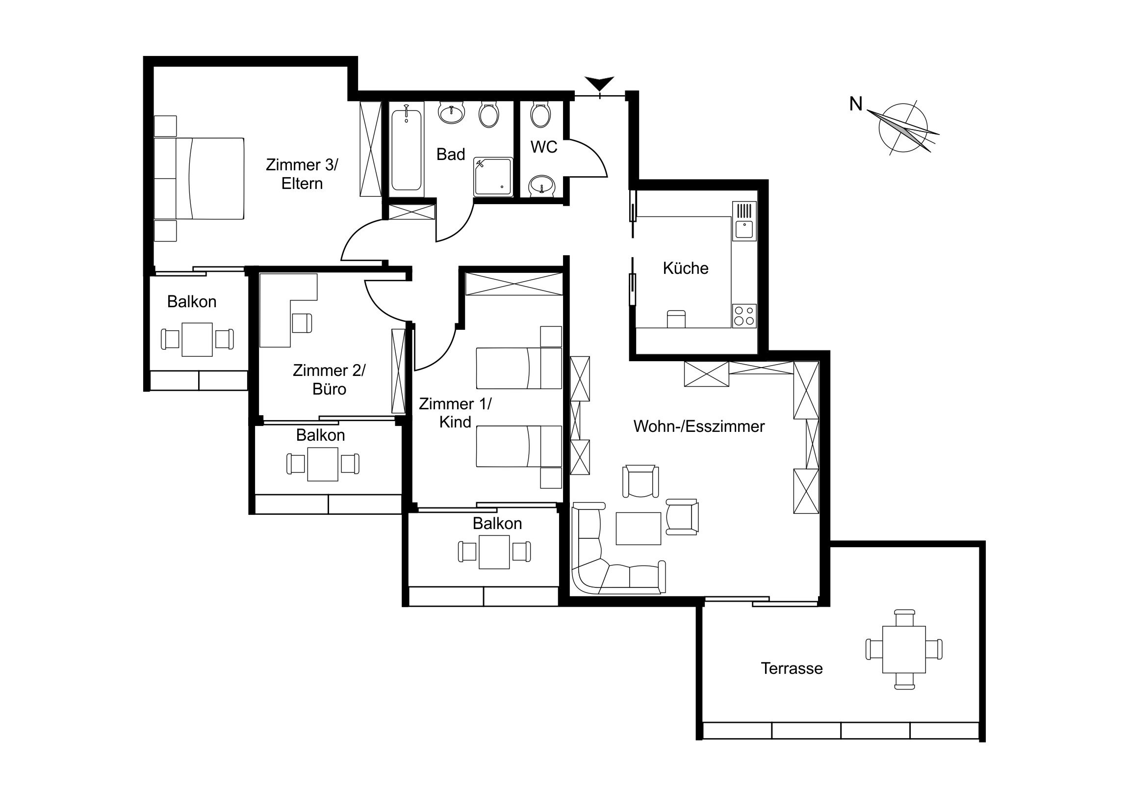 Terrassenwohnung zum Kauf 629.000 € 4 Zimmer 116 m²<br/>Wohnfläche 1.<br/>Geschoss Sachsenhausen - Süd Frankfurt am Main 60598