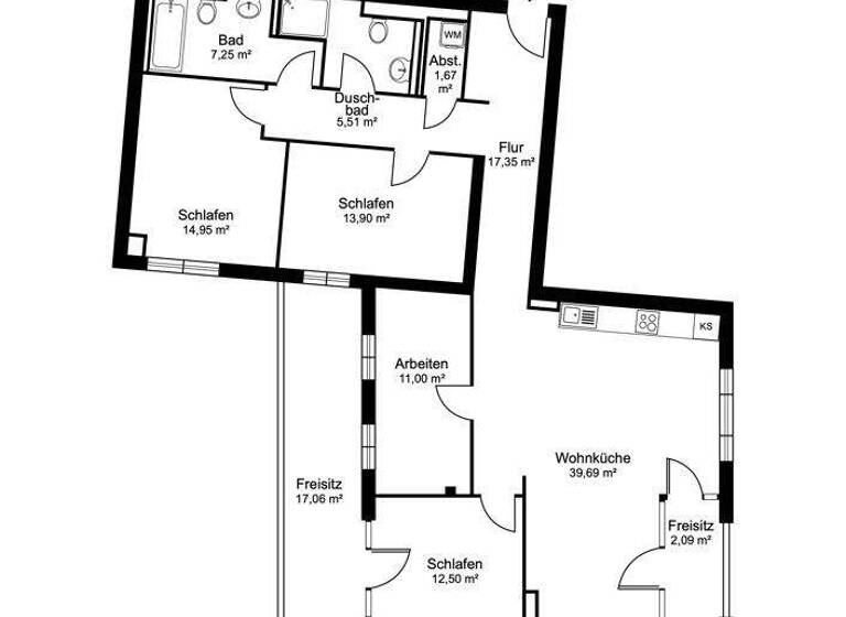 Wohnung zur Miete - Erstbezug 2.137 € 5 Zimmer 134,4 m² 4. Geschoss Pinneberg 25421