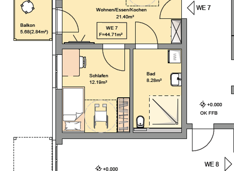 Wohnung zur Miete - Neubau 680 € 2 Zimmer 44,7 m²<br/>Wohnfläche EG<br/>Geschoss ab sofort<br/>Verfügbarkeit Untere Haardtstraße 57 Eppenbrunn 66957