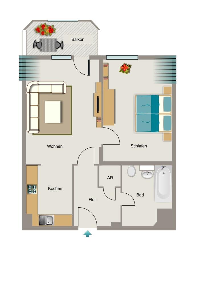 Wohnung zur Miete nur mit Wohnberechtigungsschein 322 € 2,5 Zimmer 57,3 m²<br/>Wohnfläche 4.<br/>Geschoss Knappschaftsstraße 5 Ückendorf Gelsenkirchen 45886