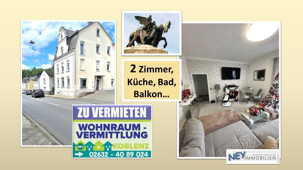 Wohnung zur Miete 450 € 2 Zimmer 46 m²<br/>Wohnfläche 1.<br/>Geschoss Arenberger Str. 135 Niederberg 3 Koblenz 56072