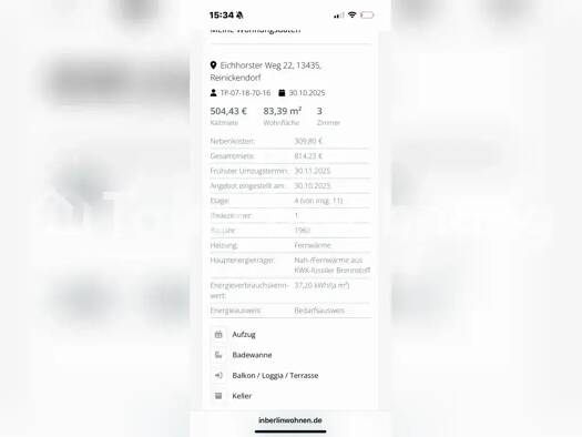 Wohnung zur Miete Tauschwohnung 500 € 3 Zimmer 84 m² 4. Geschoss Tegel Berlin 13435