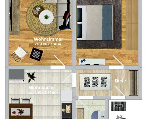 Wohnung zur Miete 338 € 2 Zimmer 59 m² 3. Geschoss frei ab 01.08.2026 Eigene Scholle 5 Frohnhausen Essen 45144