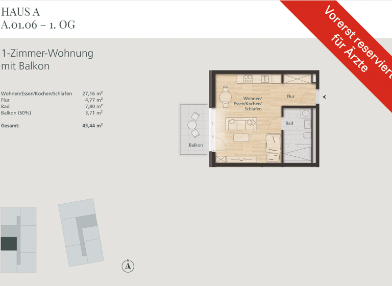Wohnung zum Kauf 215.028 € 1 Zimmer 43 m²<br/>Wohnfläche 1.<br/>Geschoss Waldshut Waldshut 79761
