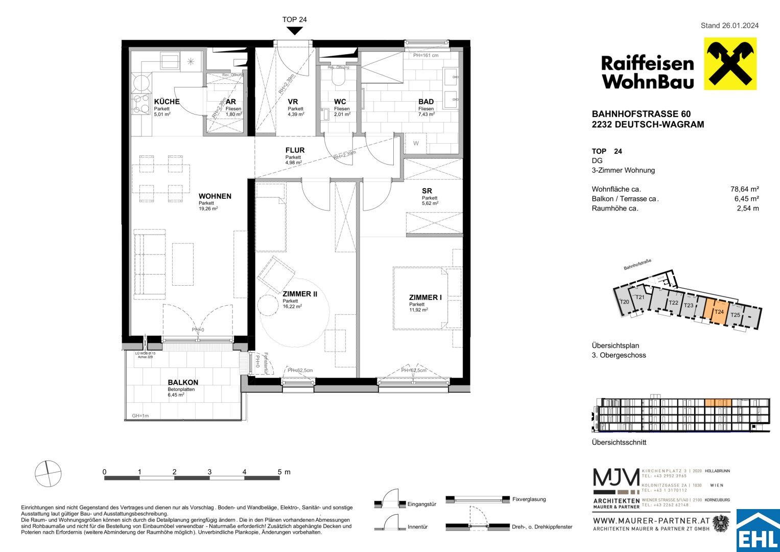 Wohnung zum Kauf 414.500 € 3 Zimmer 78,6 m²<br/>Wohnfläche 3.<br/>Geschoss Bahnhofstraße Deutsch-Wagram 2232