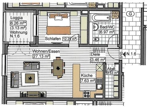 Wohnung zur Miete 800 € 2 Zimmer 64,1 m²<br/>Wohnfläche 1.<br/>Geschoss 01.03.2025<br/>Verfügbarkeit Stadtmitte Neu-Ulm 89231