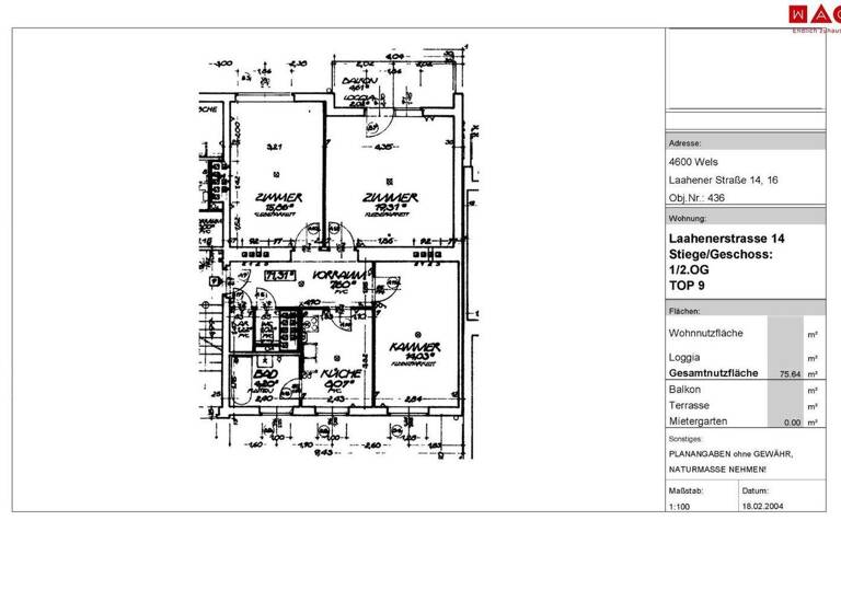 Wohnung zur Miete 635 € 3 Zimmer 75,6 m² frei ab 01.04.2026 Laahenerstraße 14 Wels 4600