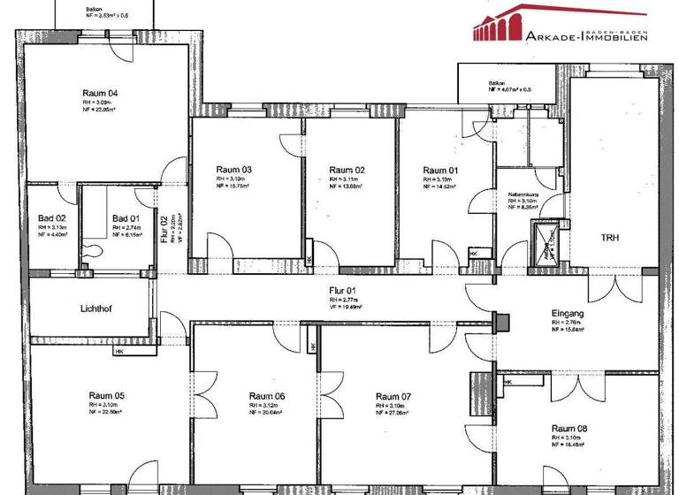 Wohnung zur Miete 2.100 € 7 Zimmer 210 m² 4. Geschoss Innenstadt Baden-Baden 76530