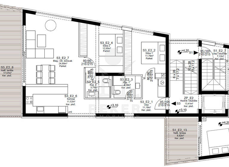 Wohnung zum Kauf - Erstbezug 433.400 € 3 Zimmer 97,9 m² 1. Geschoss Petrcane 23000