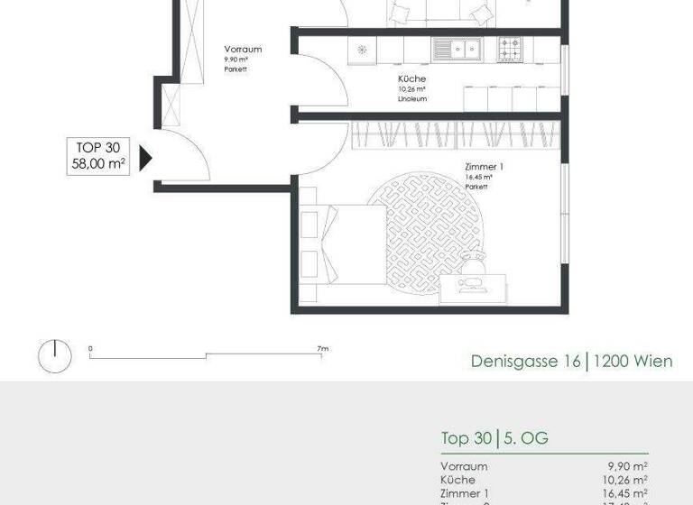Wohnung zum Kauf 269.000 € 2 Zimmer 58 m² 5. Geschoss Denisgasse 16 Wien,Brigittenau 1200