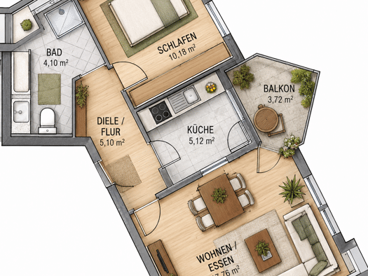 Wohnung zur Miete 670 € 2 Zimmer 55,6 m² 2. Geschoss frei ab 01.11.2026 Hüttlingen Hüttlingen 73460