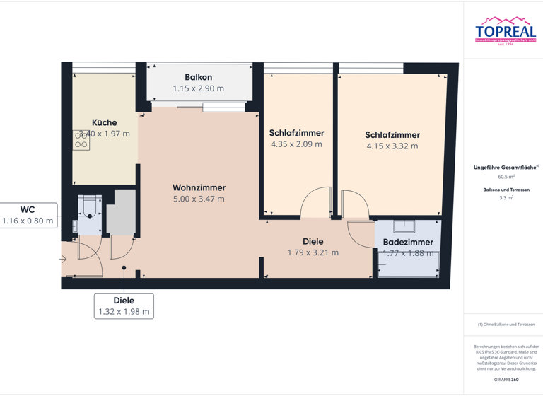 Wohnung zum Kauf 179.000 € 3 Zimmer 61,2 m² Thalheim bei Wels 4600
