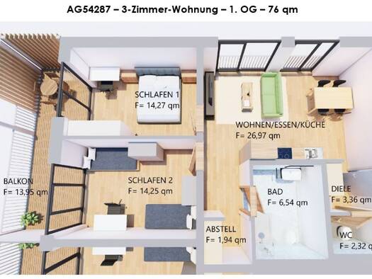 Wohnung zur Miete Wohnen auf Zeit 1.680 € 3 Zimmer 76 m² frei ab sofort Kaufbeuren 87600