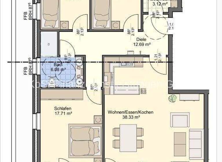 Penthouse zur Miete - Erstbezug 1.300 € 3,5 Zimmer 133,1 m² frei ab sofort Papenburg 26871