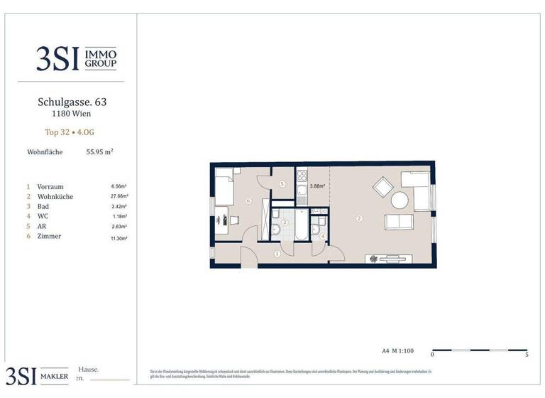 Wohnung zum Kauf 246.384 € 2 Zimmer 56 m² 4. Geschoss Schulgasse 63 Wien 1180