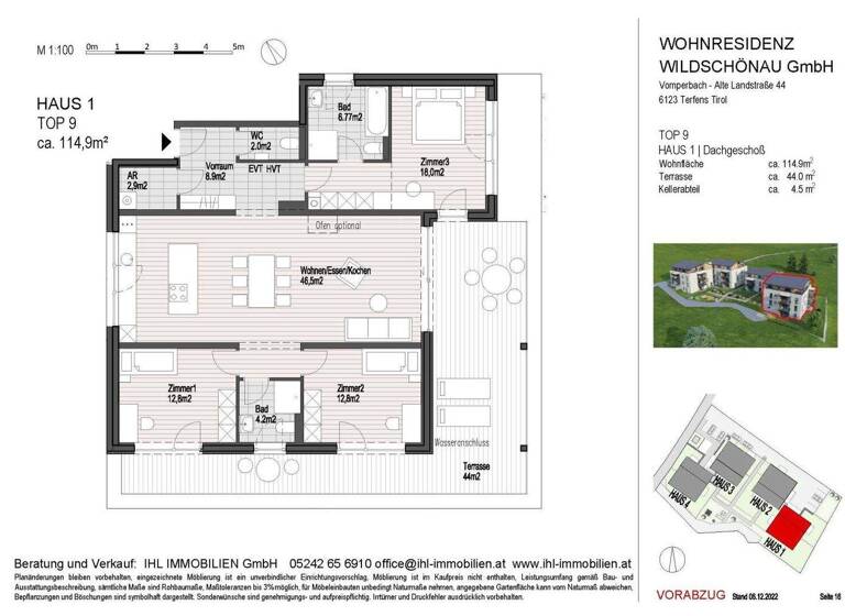 Penthouse zum Kauf - Erstbezug 4 Zimmer 114,9 m² 3. Geschoss Lenzen 239 Oberau 6311
