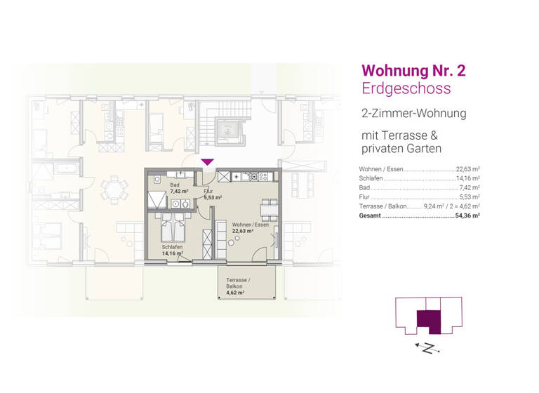Wohnung zum Kauf - Neubau 258.900 € 2 Zimmer 54,4 m² EG Kümmersbruck Kümmersbruck 92245