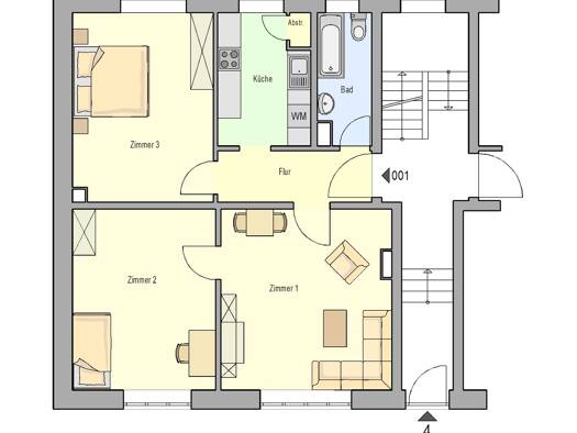 Wohnung zur Miete 747 € 3 Zimmer 71,8 m² EG frei ab 01.11.2026 Deutschherrnstraße 4 Kleinweidenmühle Nürnberg 90429