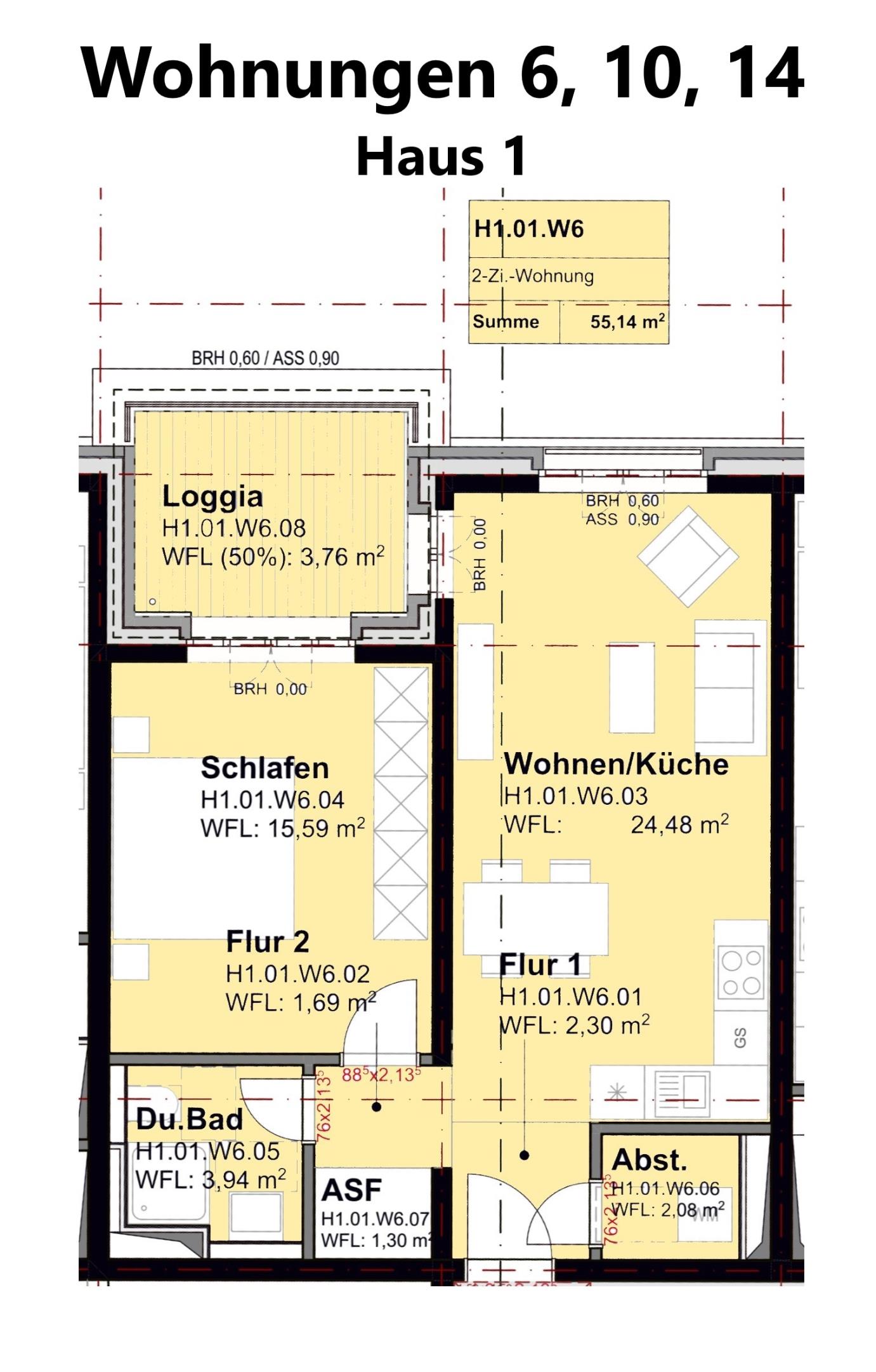 Wohnung zum Kauf provisionsfrei 292.300 € 2 Zimmer 55,1 m²<br/>Wohnfläche Trier-West 5 Trier 54294