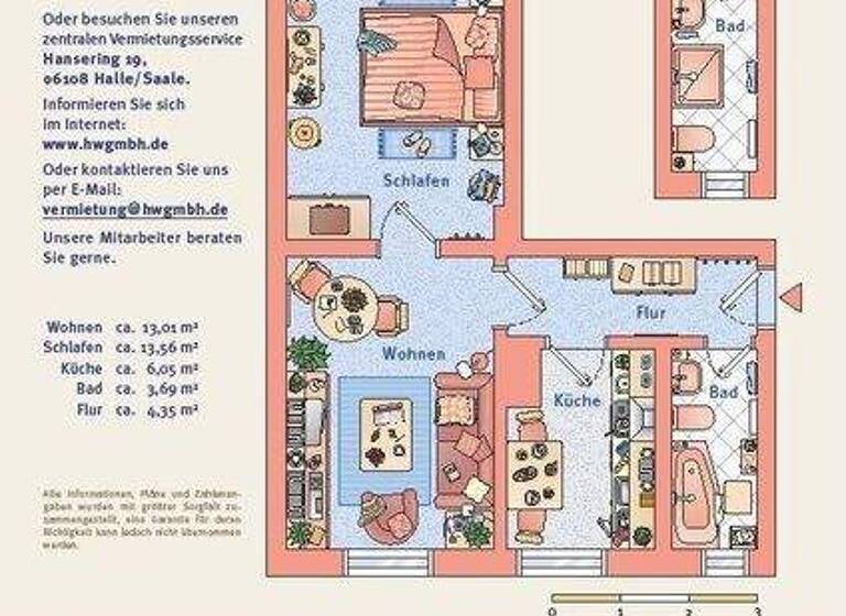 Wohnung zur Miete 301 € 2 Zimmer 40,1 m² 2. Geschoss Merseburger Straße 253 Damaschkestraße Halle 06130