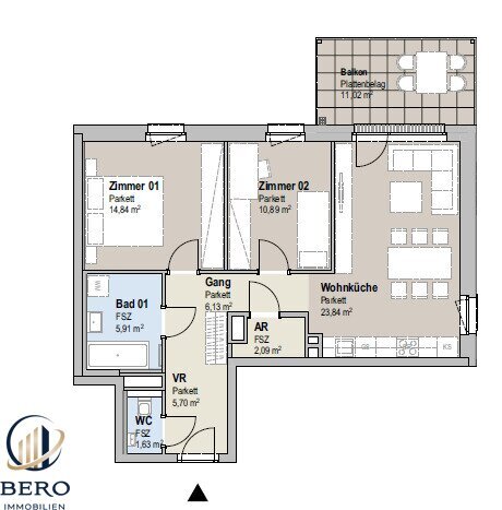 Wohnung zum Kauf provisionsfrei 383.000 € 3 Zimmer 71 m²<br/>Wohnfläche Bad Vöslau 2540