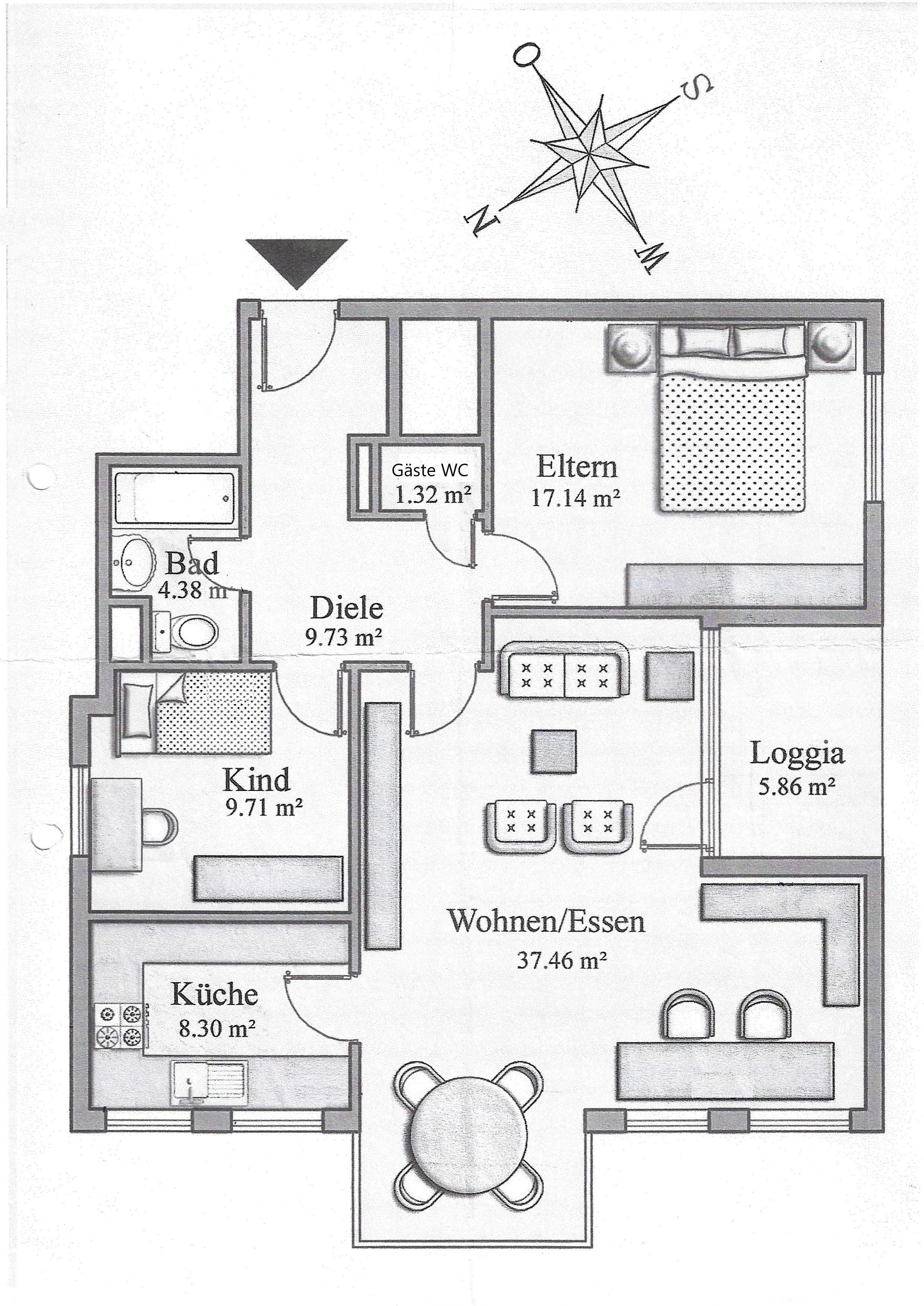 Wohnung zum Kauf 340.000 € 3 Zimmer 91 m²<br/>Wohnfläche 2.<br/>Geschoss ab sofort<br/>Verfügbarkeit Kriftel 65830