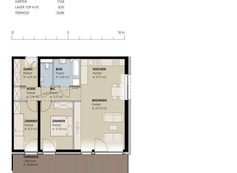 Wohnung zur Miete - Erstbezug 980 € 3 Zimmer 75,7 m² Zollhausstraße Kappl 6555