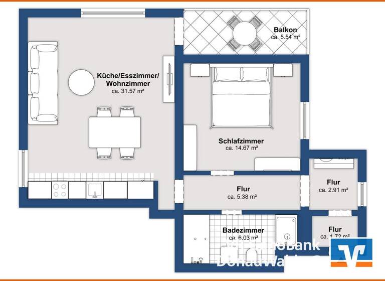 Wohnung zum Kauf 239.900 € 2 Zimmer 65 m² 1. Geschoss Fischerdorf Deggendorf / Fischerdorf 94469