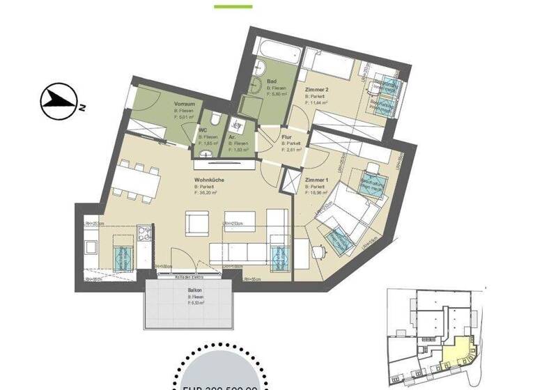 Wohnung zum Kauf provisionsfrei 399.500 € 4 Zimmer 83,2 m² Hauptstraße 89 Kritzendorf 3420