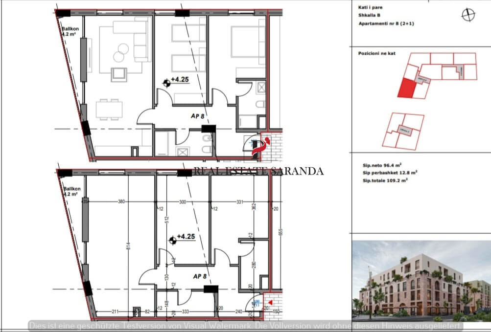 Wohnung zum Kauf 158.340 € 2 Zimmer 109,2 m²<br/>Wohnfläche 2.<br/>Geschoss Saranda 9701