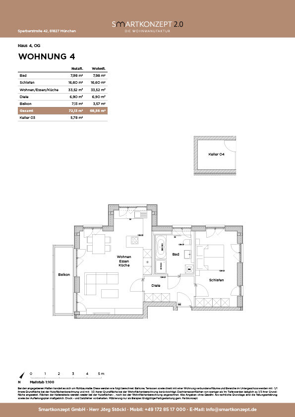 Wohnung zur Miete 1.710 € 2 Zimmer 68 m²<br/>Wohnfläche 1.<br/>Geschoss ab sofort<br/>Verfügbarkeit Sperberstraße 42 Waldtrudering München 81827