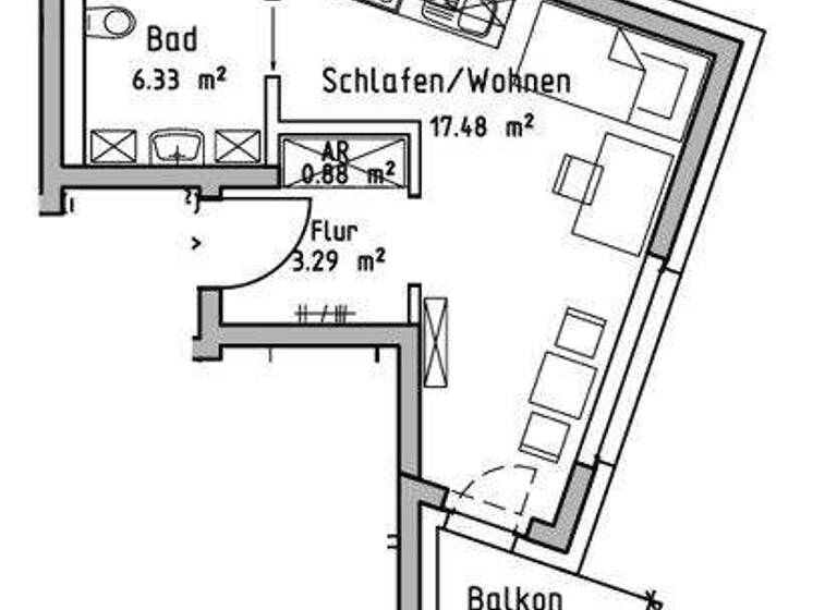 Studio zur Miete 697 € 1 Zimmer 31,8 m² 2. Geschoss frei ab 08.03.2026 Westbahnhofstraße 15 Süd Jena 07745