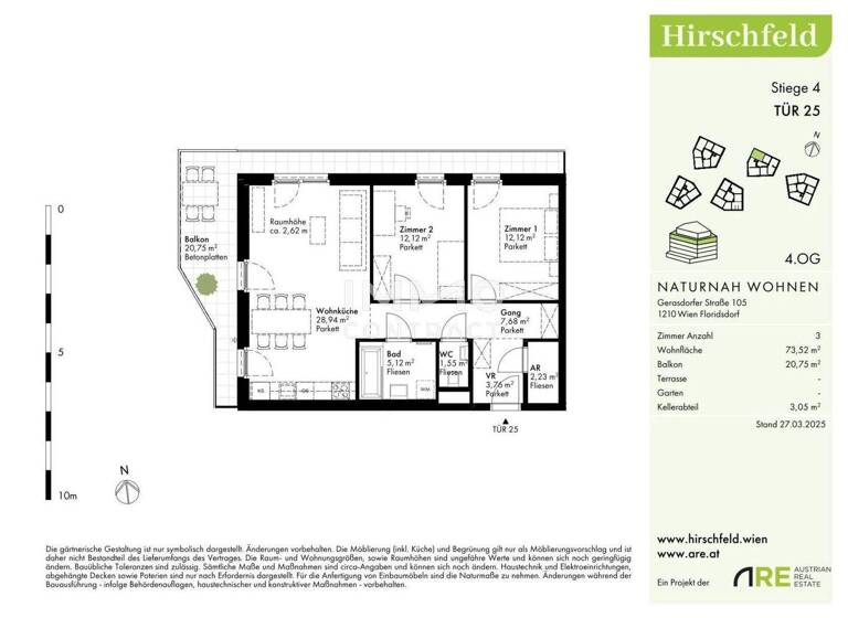 Wohnung zum Kauf - Erstbezug provisionsfrei 459.000 € 3 Zimmer 73,5 m² Wien 1210