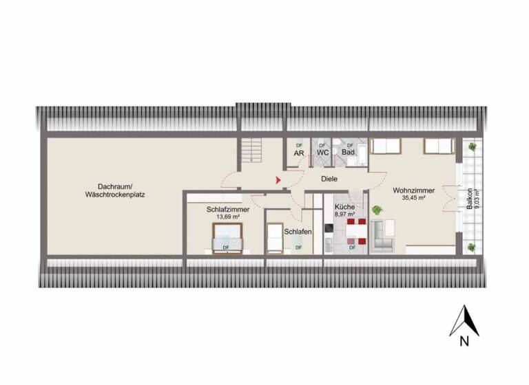Wohnung zum Kauf 289.000 € 3 Zimmer 77,1 m² 2. Geschoss Lechhausen Augsburg 86165