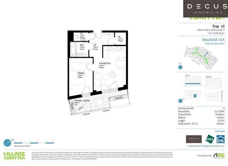 Wohnung zum Kauf - Erstbezug 359.100 € 2 Zimmer 50,7 m² 1. Geschoss Wien 1030