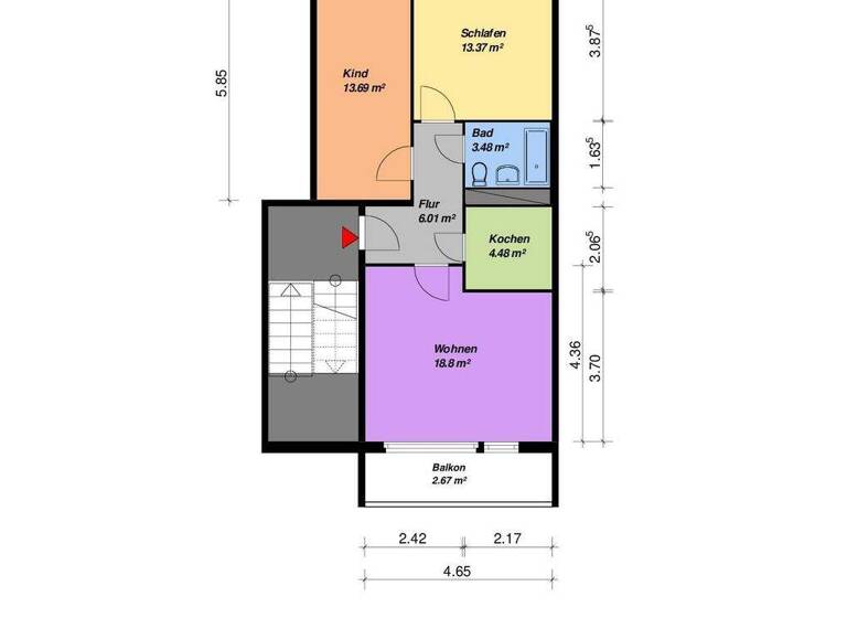 Wohnung zur Miete 220 € 3 Zimmer 62,9 m² 6. Geschoss Cölpiner Str. 1 Ihlenfelder Vorstadt Neubrandenburg 17034