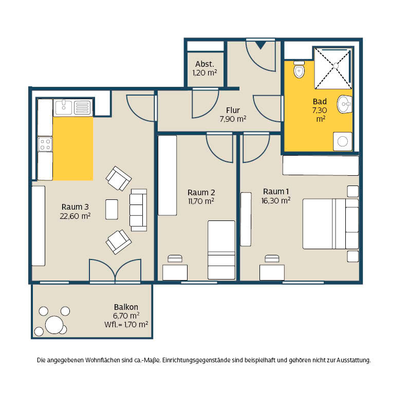 Wohnung zur Miete nur mit Wohnberechtigungsschein 446 € 3 Zimmer 68,6 m²<br/>Wohnfläche 3.<br/>Geschoss Philipp-Reis-Str. 83C Leutzsch Leipzig 04179