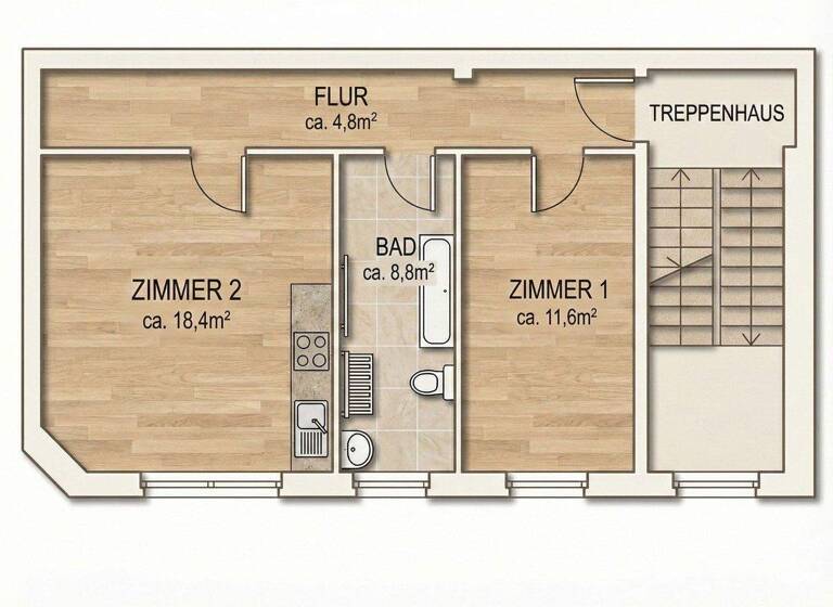 Wohnung zum Kauf provisionsfrei 279.000 € 2 Zimmer 43,6 m² 3. Geschoss Breite Str. 16a Pankow Berlin 13187