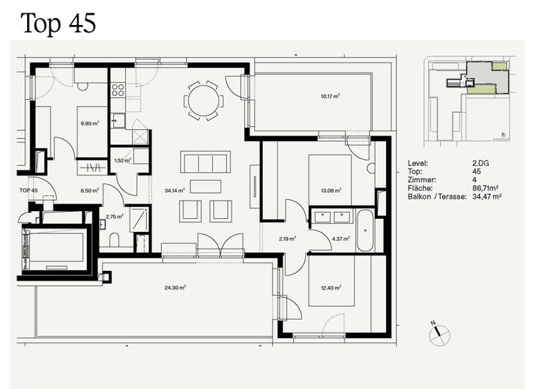 Wohnung zum Kauf - Erstbezug provisionsfrei 699.000 € 4 Zimmer 86,9 m² 2. Geschoss Wien 1230