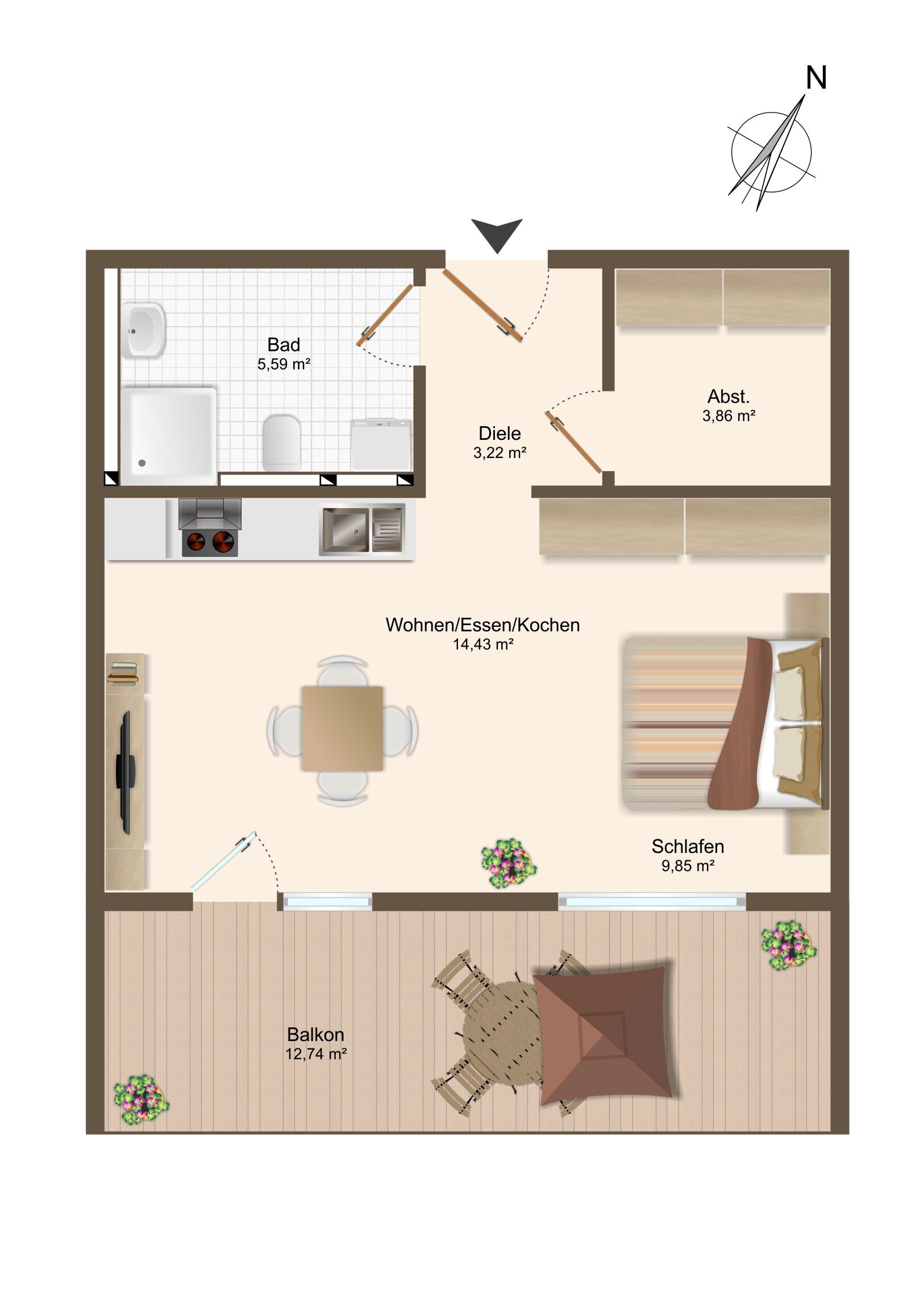 Wohnung zum Kauf 164.600 € 1 Zimmer 43,3 m²<br/>Wohnfläche Altoberndorf Oberndorf am Neckar 78727