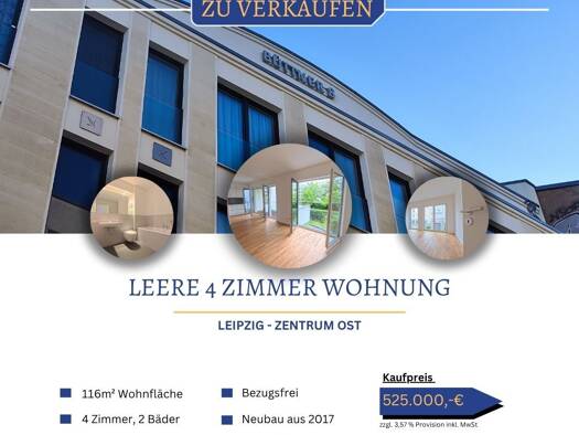 Wohnung zum Kauf 525.000 € 116,3 m² 1. Geschoss Zentrum-Ost Mitte 04103
