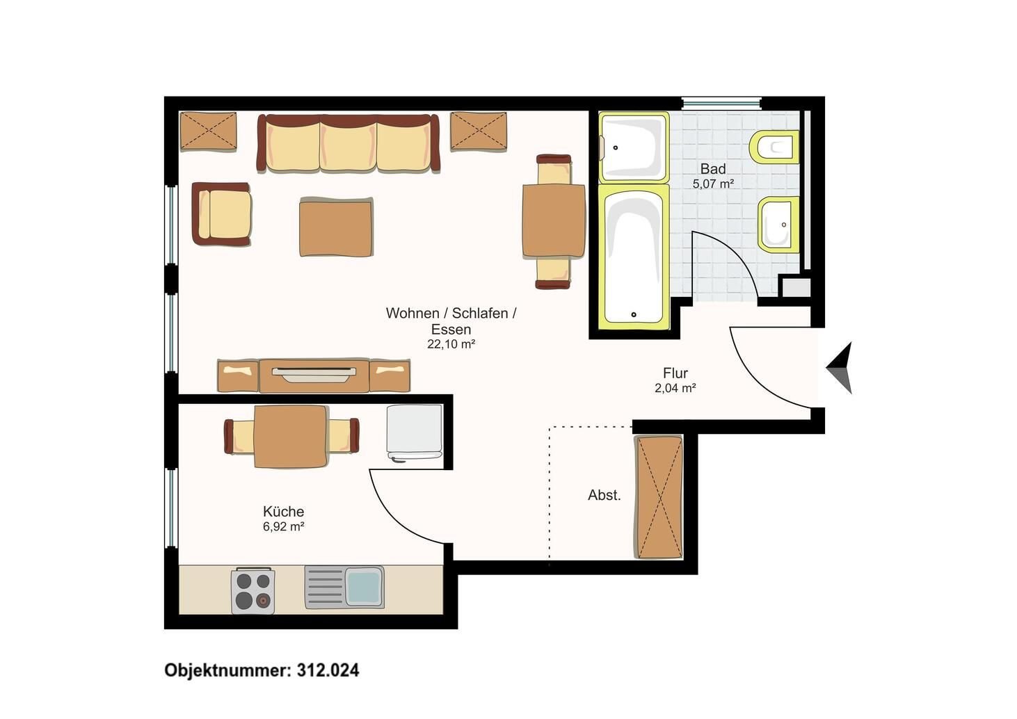 Wohnung zum Kauf 159.000 € 1 Zimmer 36 m²<br/>Wohnfläche ab sofort<br/>Verfügbarkeit Kriegshaber Augsburg 86156