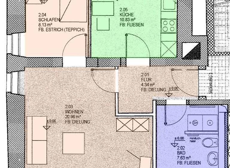 Wohnung zur Miete 320 € 2 Zimmer 51,9 m² EG Poplitz 5 Poplitz Könnern 06420