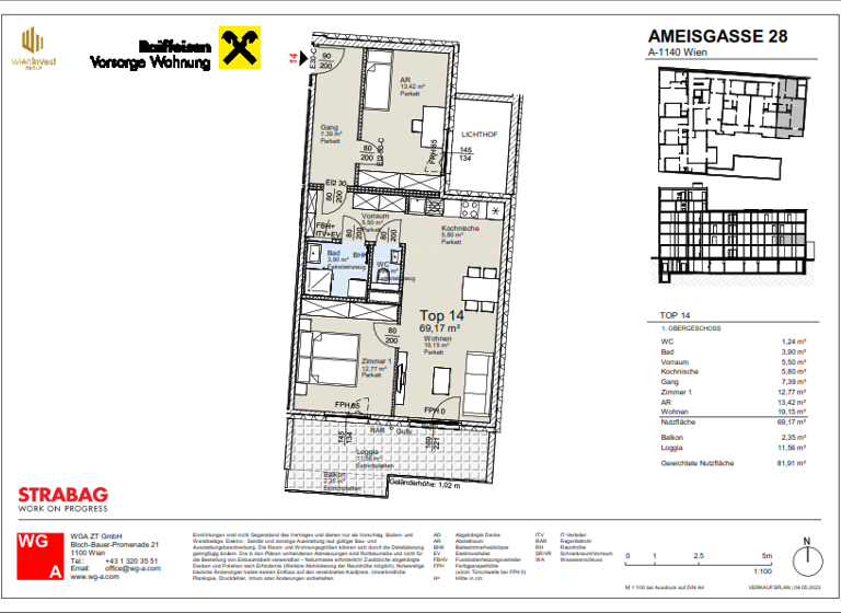 Wohnung zum Kauf 578.000 € 2 Zimmer 69,2 m² 1. Geschoss frei ab sofort Wien 1140