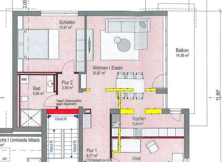 Wohnung zur Miete 1.050 € 3 Zimmer 99,8 m² EG Rot am See 74585