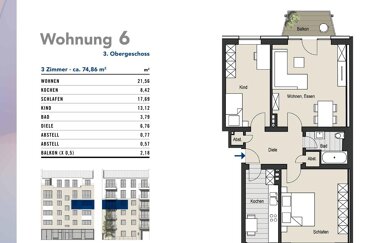 Wohnung zum Kauf provisionsfrei 486.590 € 3 Zimmer 74,9 m² 3. Geschoss frei ab sofort Mühlenbach 18 Altstadt - Süd Köln 50676