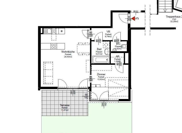 Wohnung zur Miete 782 € 2 Zimmer 54,8 m² EG Wien 1210